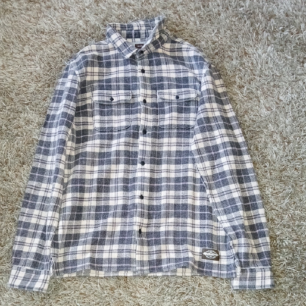 Quiksilver Blue and White Casual Button Down Shirt